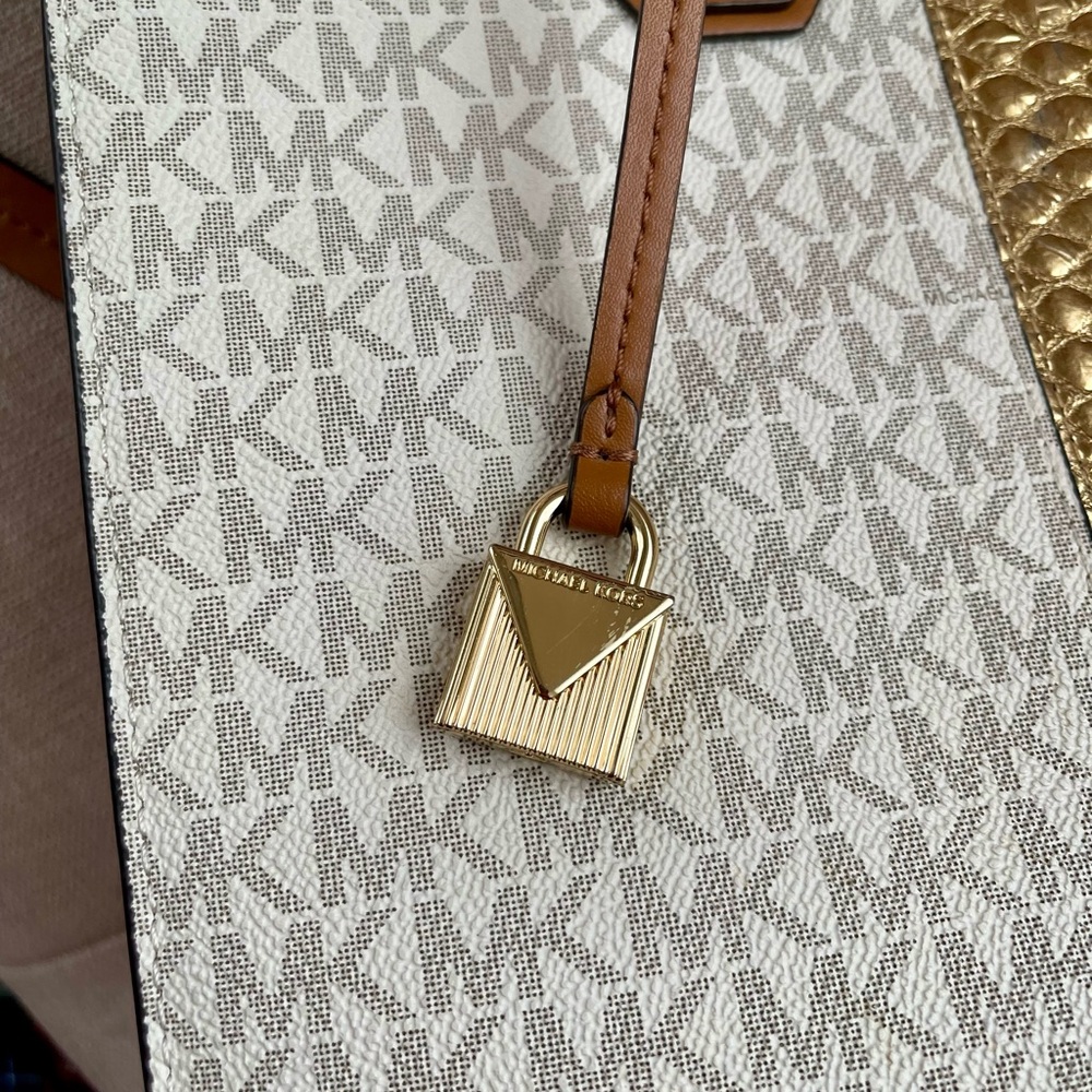 Michael Kors Beige and Gold Satchel - Picture 7 of 8